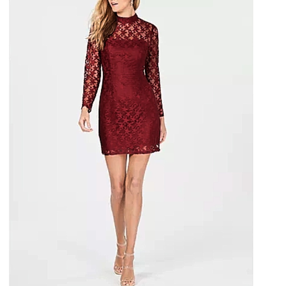 Betsey Johnson Deep Star Lace Mock Wine Dress NWT! 0
